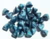 30 9mm Two Tone Opaque Light Blue & Black Shell Beads